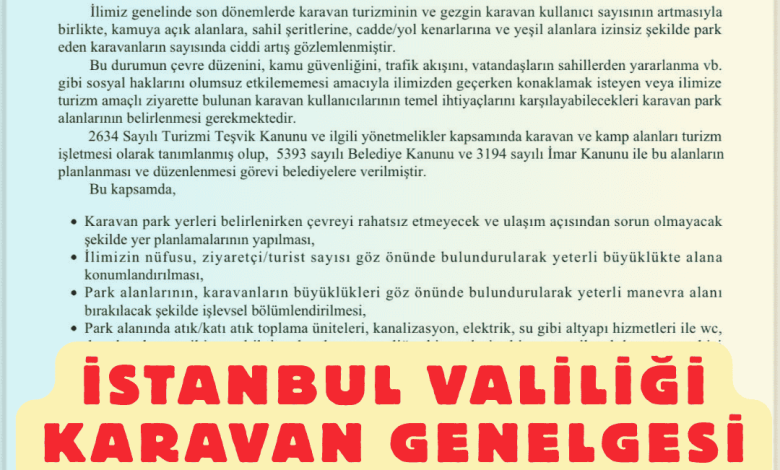 İstanbul Valiliği Karavan Genelgesi